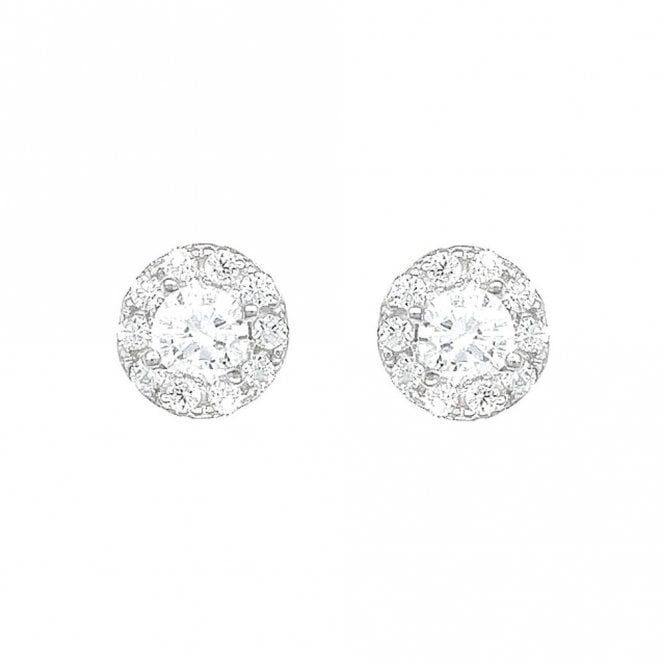 Faith Sterling Silver Sterling Silver Round CZ Claw Set Centre with Halo Stud Earrings 5x5mm