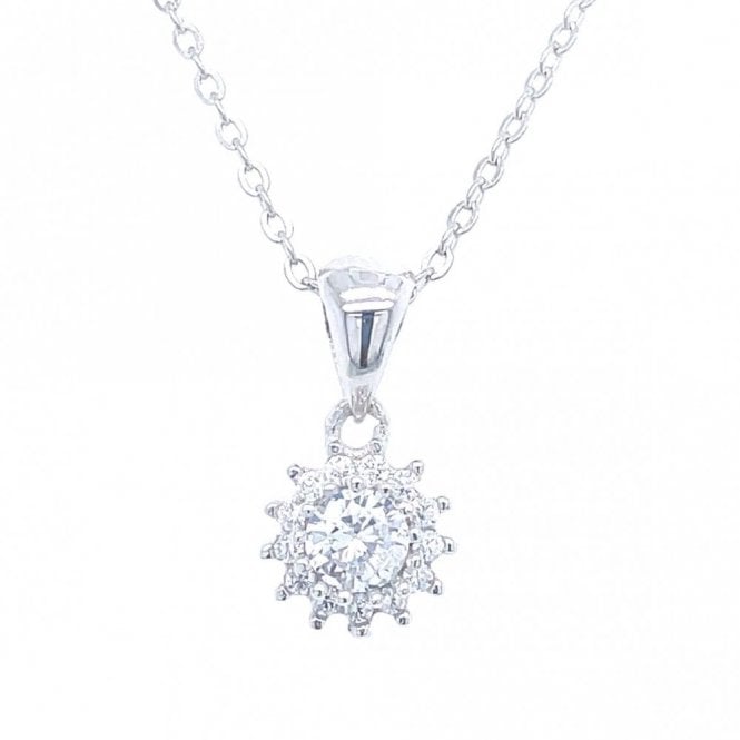 Faith Sterling Silver Sterling Silver Round CZ Cluster Necklace 8mm, 16-18