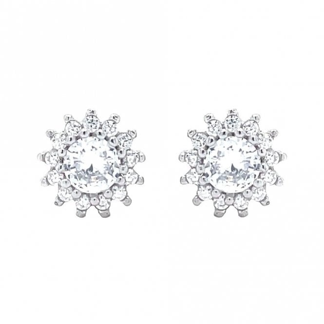 Faith Sterling Silver Sterling Silver Round CZ Cluster Stud Earrings 8x8mm