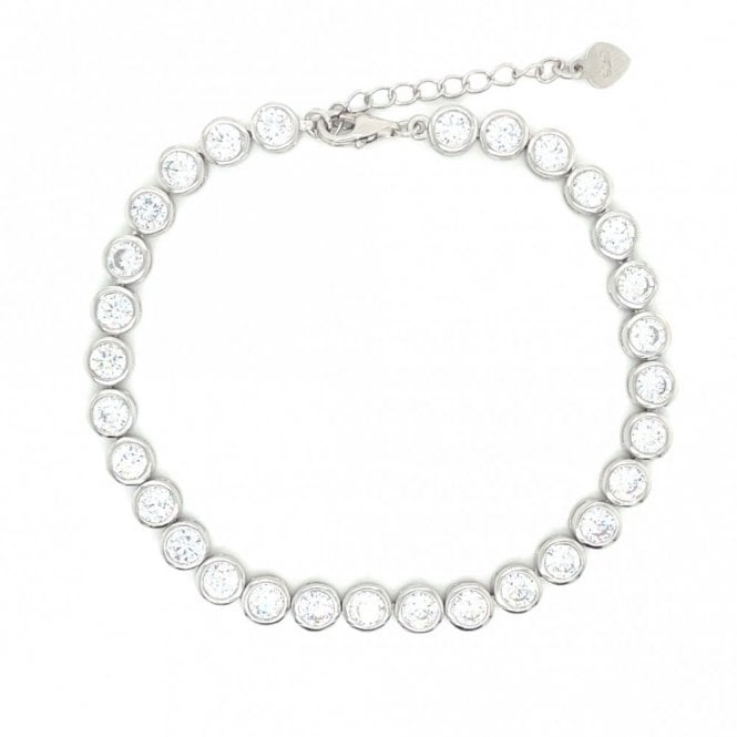 Faith Sterling Silver Sterling Silver Rubover Set CZ Tennis Bracelet, 5mm, 17.5+4cm