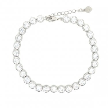 Sterling Silver Rubover Set CZ Tennis Bracelet, 5mm, 17.5+4cm