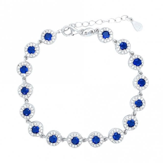Faith Sterling Silver Sterling Silver September Birthstone CZ Halo Bracelet 7x7mm, 16.5+3.5cm