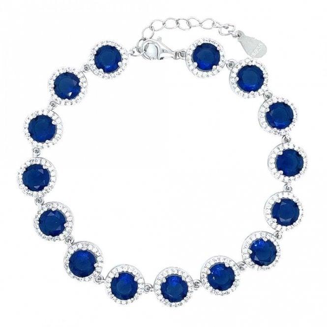 Faith Sterling Silver Sterling Silver September Birthstone CZ Halo Bracelet 9x9mm, 16.5+3cm