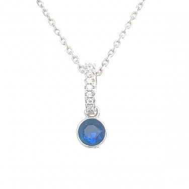 Sterling Silver September Birthstone CZ Necklace 13x4mm, 16-18"