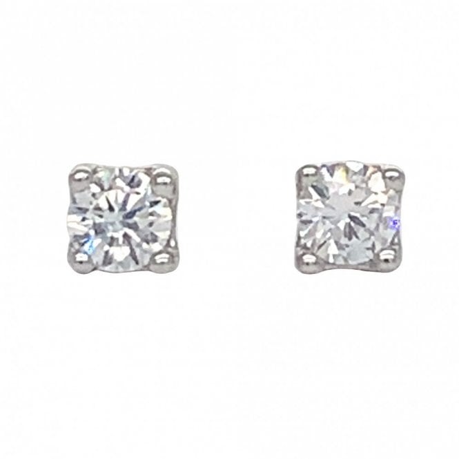 Faith Sterling Silver Sterling Silver Single CZ Round Claw Set 3x3mm Stud Earring