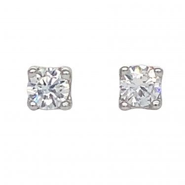 Sterling Silver Single CZ Round Claw Set 3x3mm Stud Earring