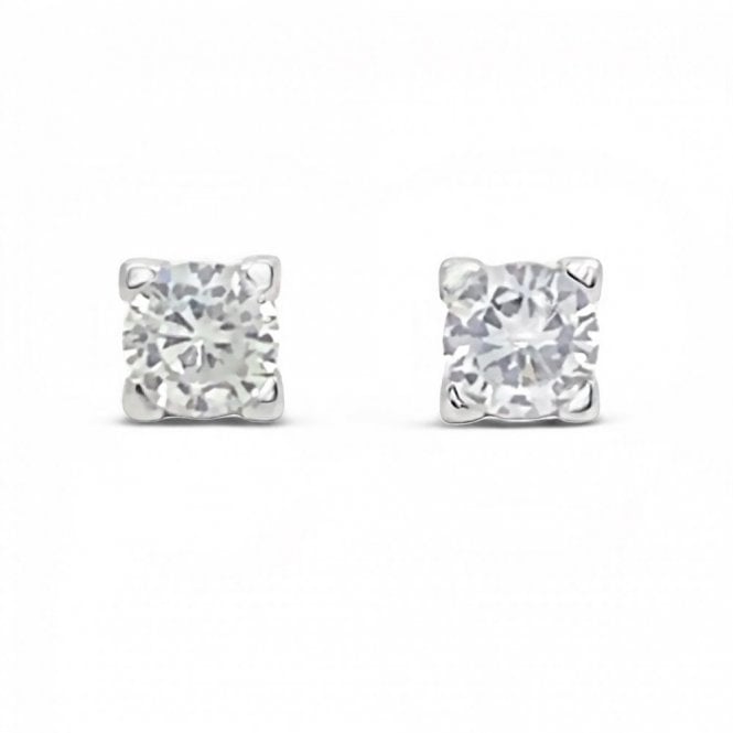 Faith Sterling Silver Sterling Silver Single CZ Round Rubover Set Stud 5x5mm Earring