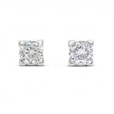 Sterling Silver Single CZ Round Rubover Set Stud 5x5mm Earring