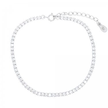 Sterling Silver Single Row Claw Set CZ Tennis Bracelet 16+4cm