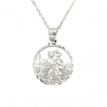 Sterling Silver St Christopher Necklace 19x16mm, 16-18"