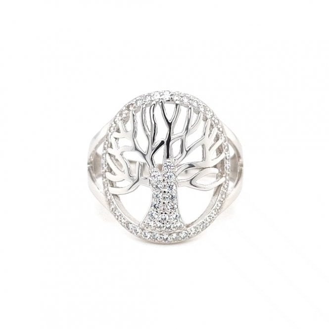 Faith Sterling Silver  Tree of Life with CZ Trunk & Surround Ring