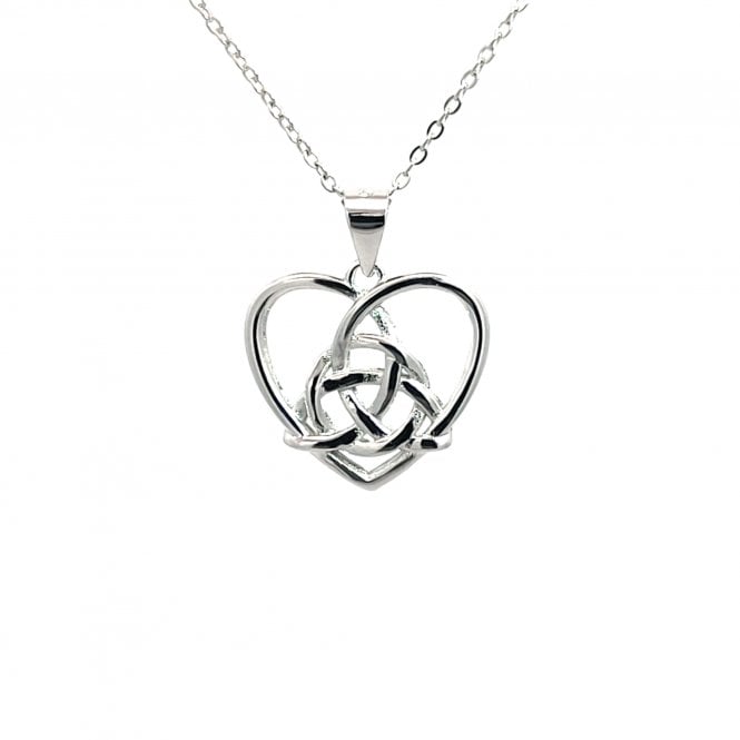 Faith Sterling Silver  Trinity Knot Inside Heart Necklace 1.8 x 1.6cm, 16-18