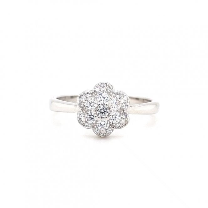 Faith Sterling Silver  Vintage Style CZ Flower Ring
