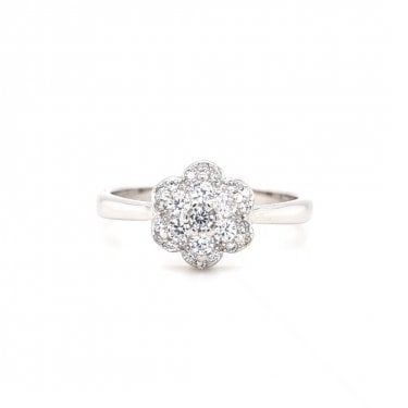 Faith Sterling Silver Vintage Style CZ Flower Ring