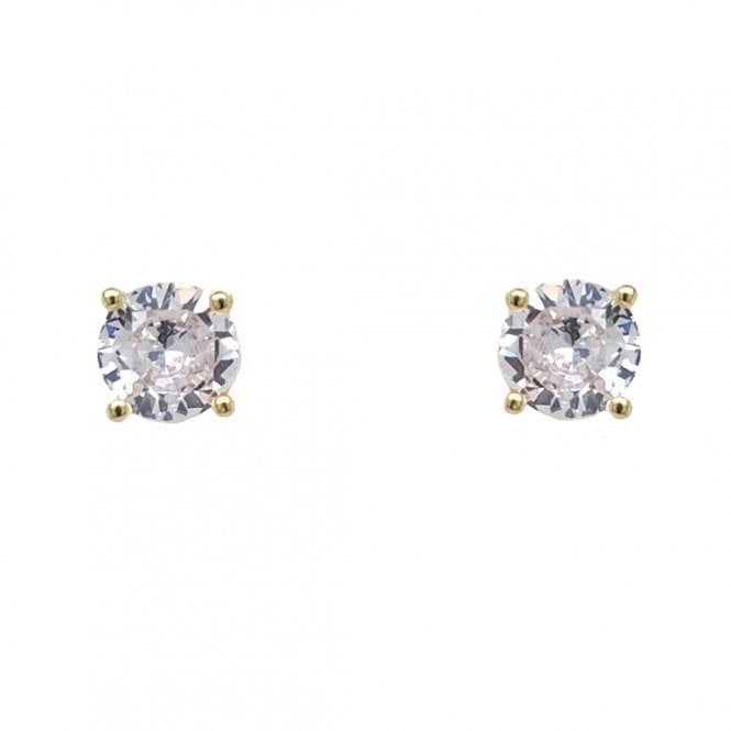 Faith Yellow Gold Sterling Silver  4 Claw Round CZ Stud Earrings 0.7 x 0.7cm