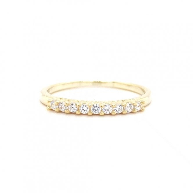 Faith Yellow Gold Sterling Silver  9 CZ Claw Set Eternity Style Ring 