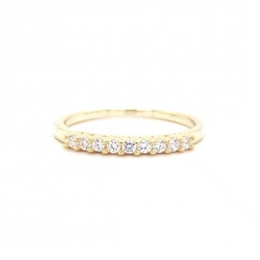 Faith Yellow Gold Sterling Silver 9 CZ Claw Set Eternity Style Ring 