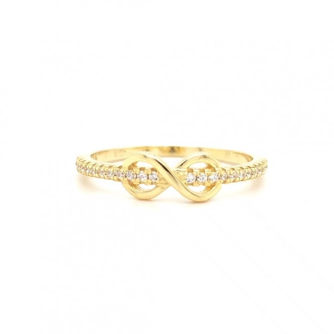 Faith Yellow Gold Sterling Silver  CZ Band with Plain Entwinted Infinity Ring