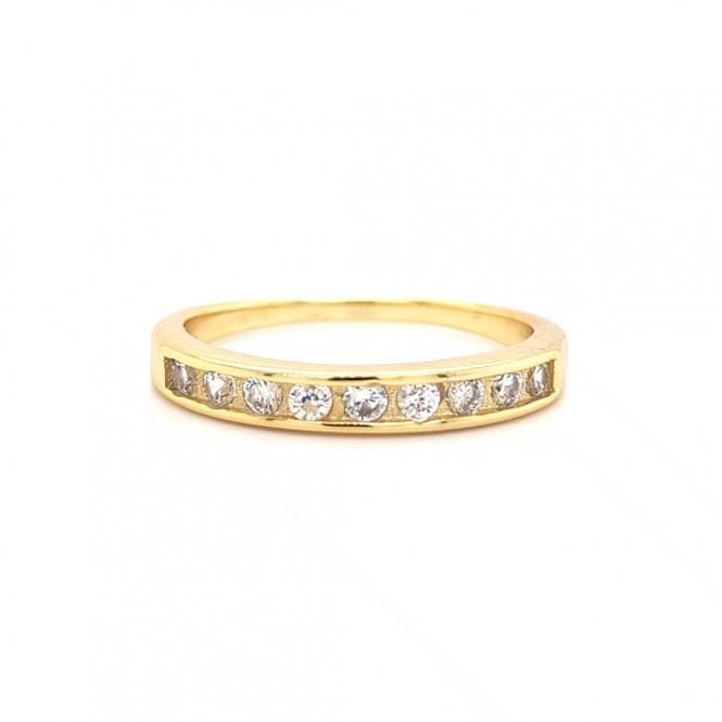 Faith Yellow Gold Sterling Silver  CZ Channel Set Eternity Style Ring