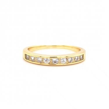 Faith Yellow Gold Sterling Silver CZ Channel Set Eternity Style Ring