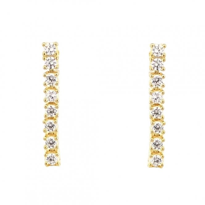 Faith Yellow Gold Sterling Silver  CZ Claw Set Drop Earrings 0.3 x 2cm