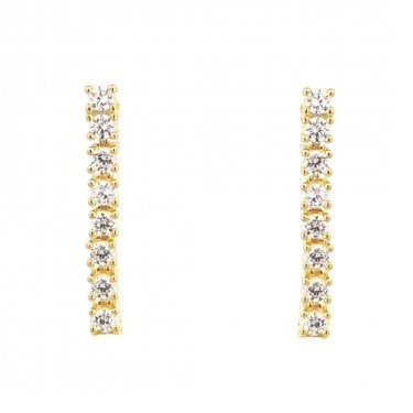 Faith Yellow Gold Sterling Silver CZ Claw Set Drop Earrings 0.3 x 2cm