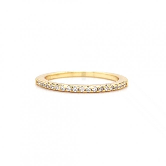 Faith Yellow Gold Sterling Silver  CZ Claw Set Half Eternity Style Ring 