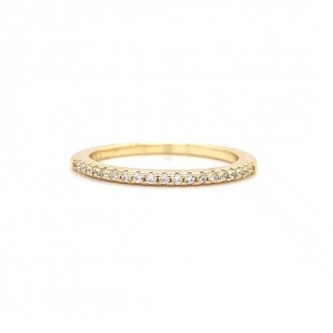 Faith Yellow Gold Sterling Silver CZ Claw Set Half Eternity Style Ring 
