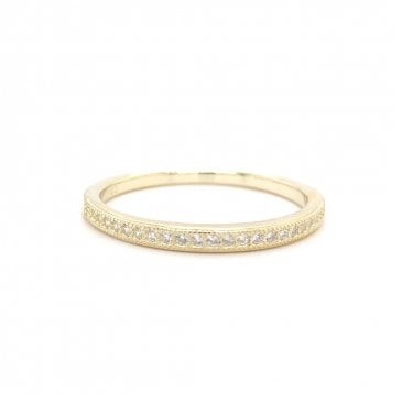 Faith Yellow Gold Sterling Silver CZ Micro Set Half Eternity Style Ring 