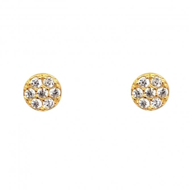 Faith Yellow Gold Sterling Silver  CZ Round Cluster Stud Earrings 0.4 x 0.4cm 