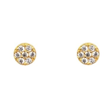 Faith Yellow Gold Sterling Silver CZ Round Cluster Stud Earrings 0.4 x 0.4cm 