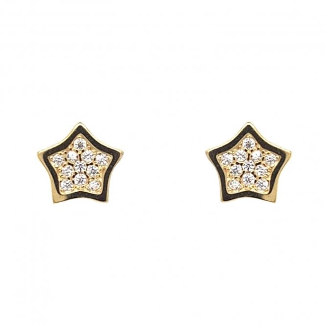 Faith Yellow Gold Sterling Silver  CZ Star Stud Earrings 0.7 x 0.7cm 