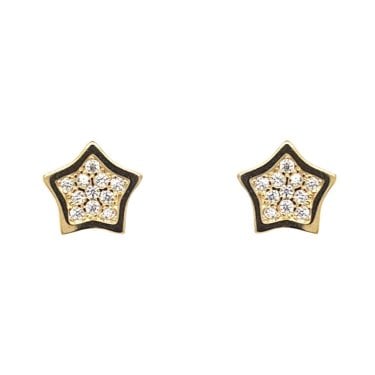 Faith Yellow Gold Sterling Silver CZ Star Stud Earrings 0.7 x 0.7cm 