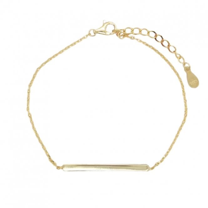 Faith Yellow Gold Sterling Silver  Engravable Bar Bracelet 0.3 x 3cm, 16.5-20.5cm