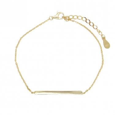 Faith Yellow Gold Sterling Silver Engravable Bar Bracelet 0.3 x 3cm, 16.5-20.5cm