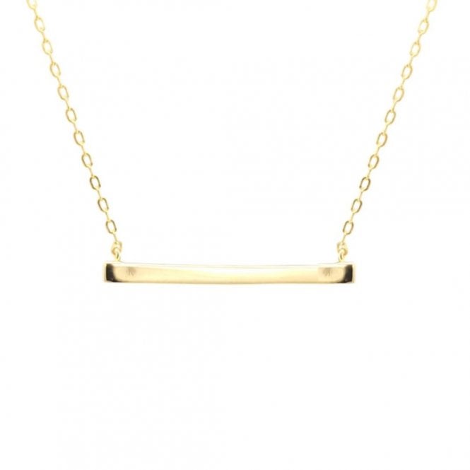 Faith Yellow Gold Sterling Silver  Engravable Bar Necklace 3 x 0.3cm, 16-18