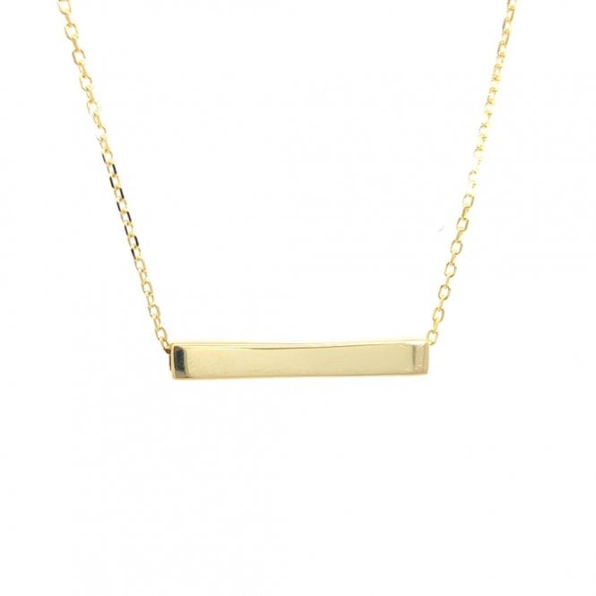 Faith Yellow Gold Sterling Silver  Engravable Bar Necklace 3 x 0.4cm, 16-18