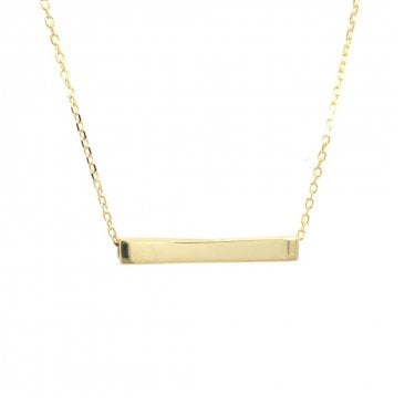 Faith Yellow Gold Sterling Silver Engravable Bar Necklace 3 x 0.4cm, 16-18"