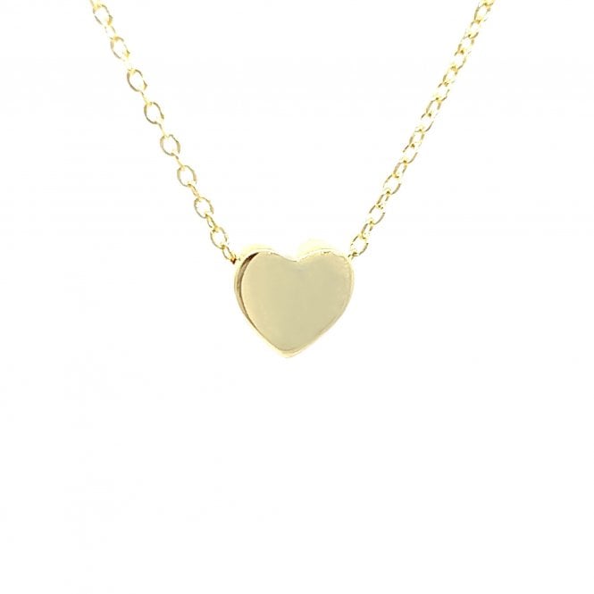 Faith Yellow Gold Sterling Silver  Engravable Plain Heart Necklace 0.8 x 0.8cm, 16-18