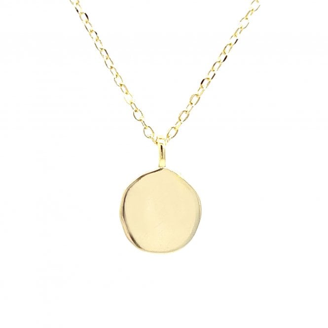 Faith Yellow Gold Sterling Silver  Engravable Round Disc Necklace 1 x 1.1cm , 16-18