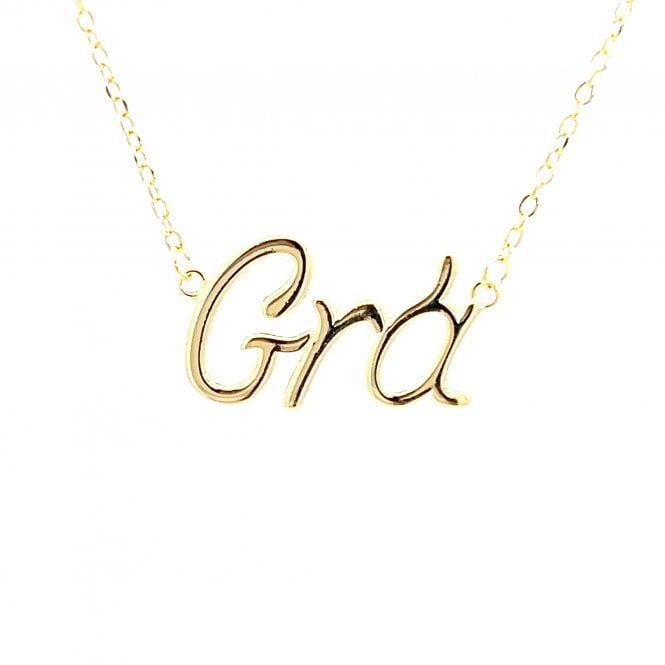 Faith Yellow Gold Sterling Silver  Plain Grá Love Necklace 1.9 x 1.2cm, 16-18