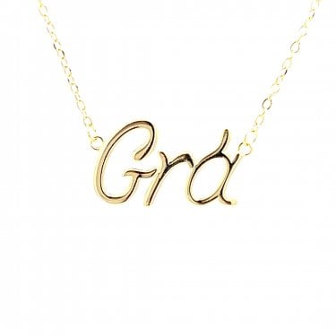 Faith Yellow Gold Sterling Silver Plain Grá Love Necklace 1.9 x 1.2cm, 16-18"