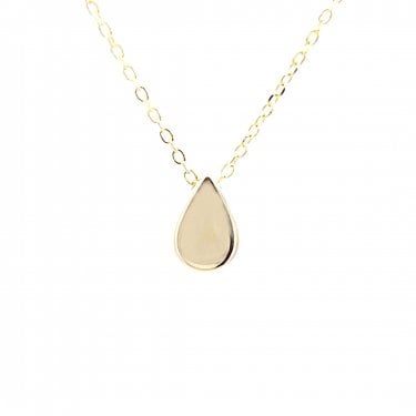 Faith Yellow Gold Sterling Silver Plain Teardrop Necklace 0.7 x 0.9cm, 16-18"