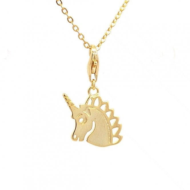 Faith Yellow Gold Sterling Silver  Plain Unicorn Charm Pendant Necklace 1.2 x 1.4cm, 16-18