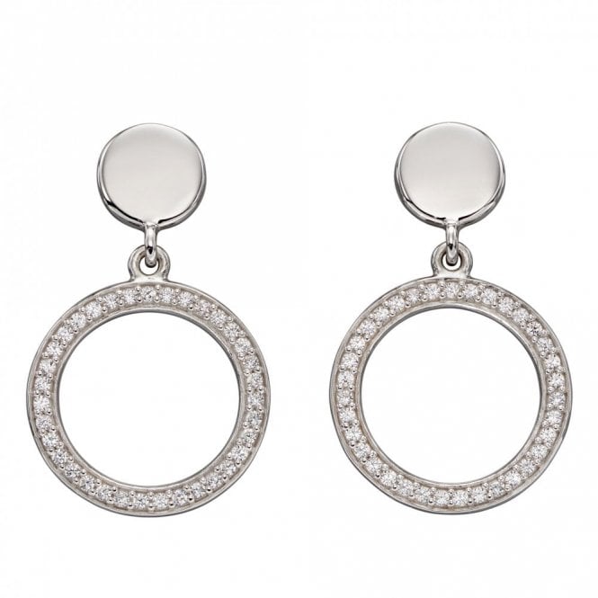 Fiorelli  Sterling Silver Double Disc with Channel Setting CZ Drop Earrings
