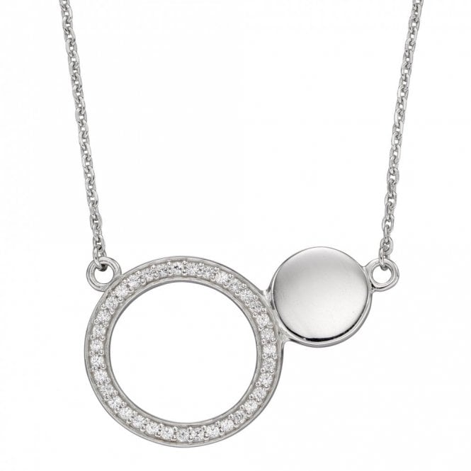 Fiorelli  Sterling Silver Double Disc with CZ Necklace