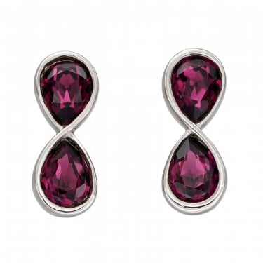 Fiorelli Sterling Silver Infinity Amethyst Crystal Earrings