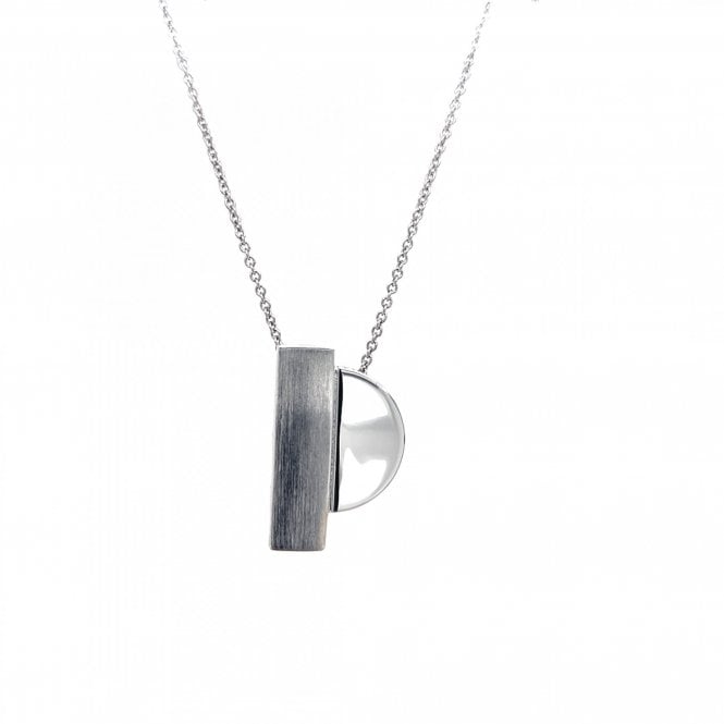 Fiorelli  Sterling Silver Textured Bar & Circle Necklace