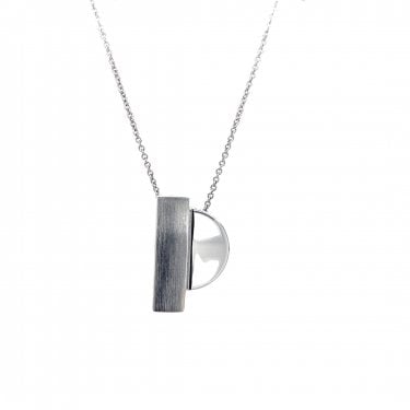 Fiorelli Sterling Silver Textured Bar & Circle Necklace