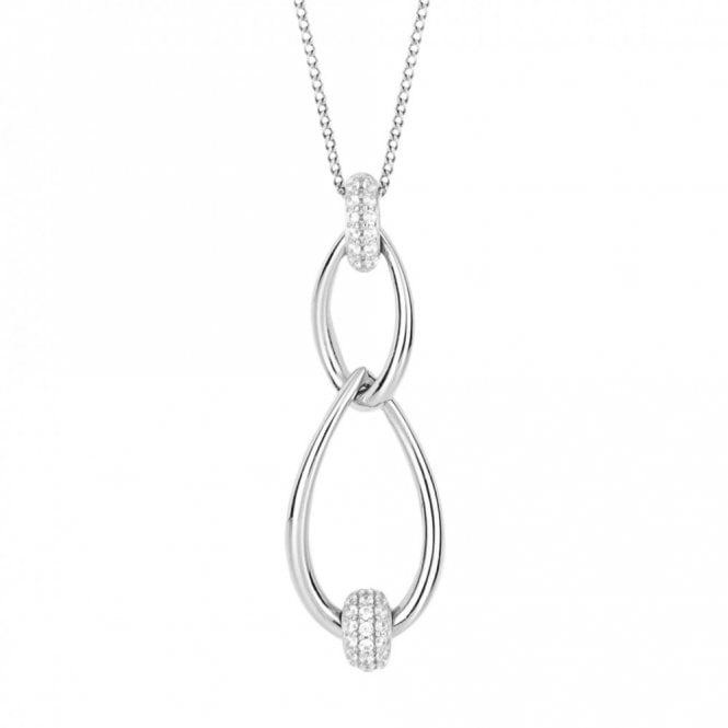 Fiorelli  Sterling Silver Twist CZ Necklace 41-46cm